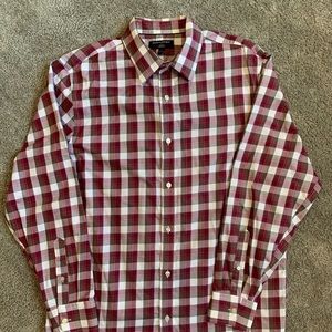 Banana Republic maroon and white check shirt
